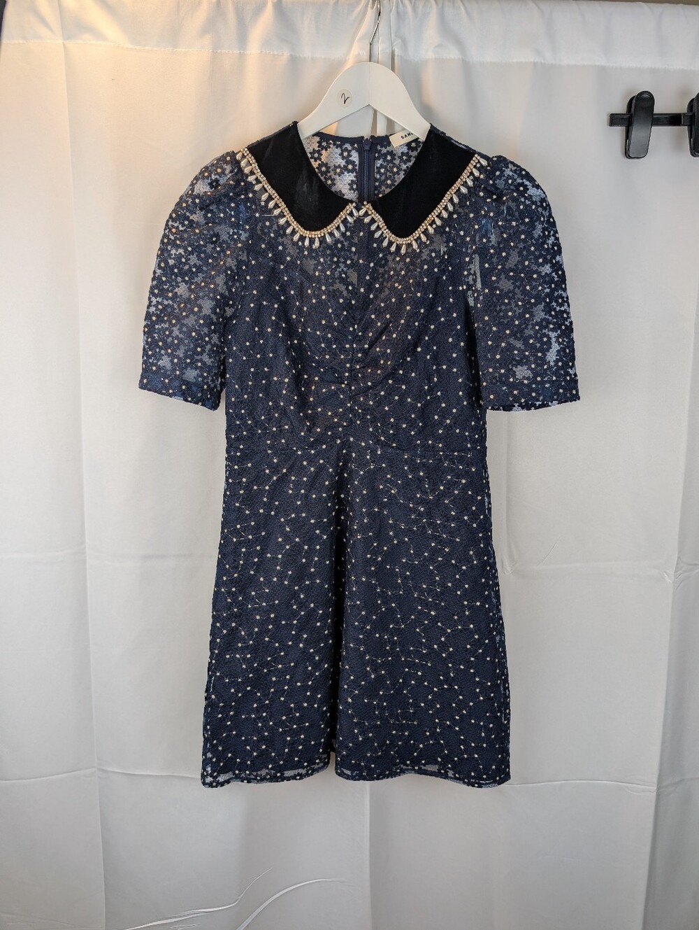 SANDRO Short Dress With Peter Pan Collar size 4(36) BNWT - Picture 5 of 16